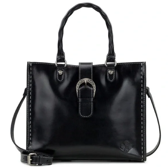 NWT-Patricia Nash-Jefferson-Top Handle Crossbody-Heavy Stitching-Black-$229